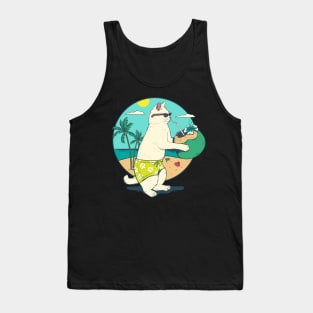 Kawaii Hawaii Aloha Cat Coconut Beach Summer Vacation Tank Top